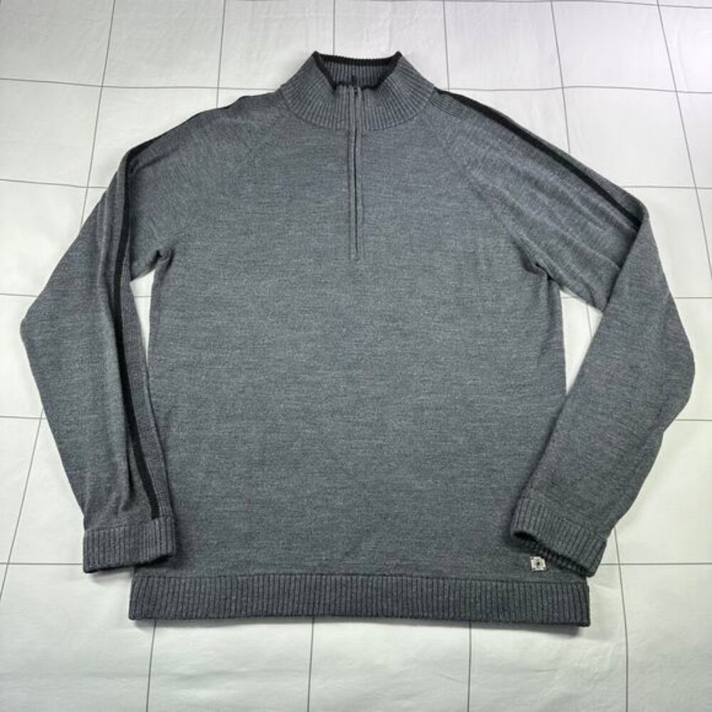 Smartwool Sweater Mens Medium Gray Merino Wool Kiva Ridge 1/4 Zip Pullover Knit